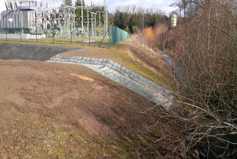 Rainwater retention basin Rehau, Germany