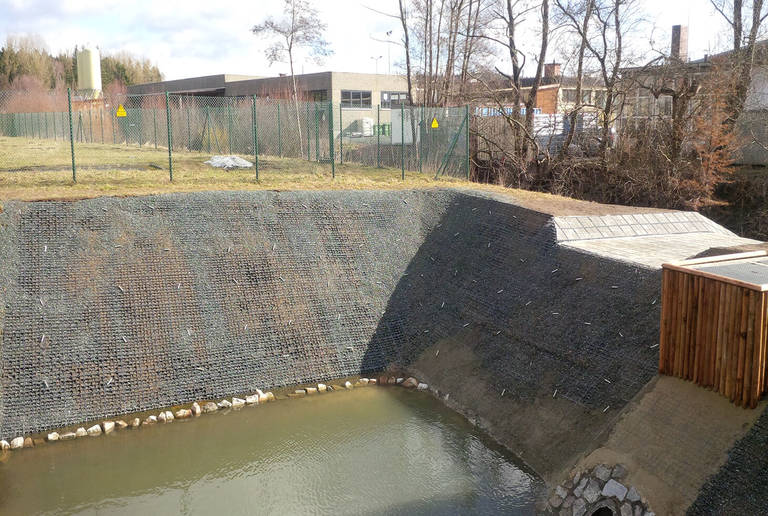 Rainwater retention basin Rehau, Germany