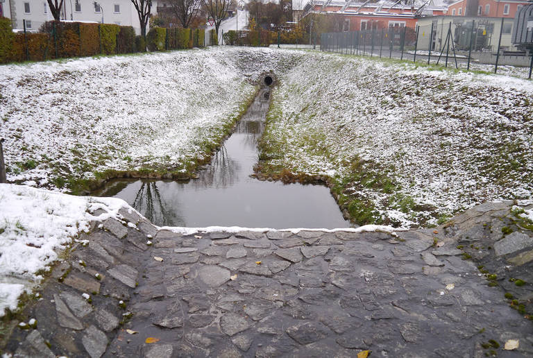 Rainwater retention basin Rehau, Germany