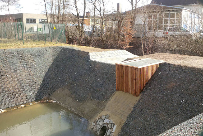 Rainwater retention basin Rehau, Germany