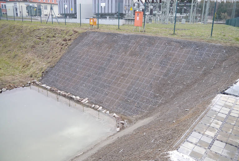 Rainwater retention basin Rehau, Germany